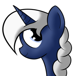 Size: 2417x2365 | Tagged: safe, artist:polynya, imported from twibooru, oc, oc only, oc:polynya frostbite, pony, unicorn, braid, bust, female, horn, image, looking back, mare, png, profile, simple background, smiling, solo, transparent background, unicorn oc