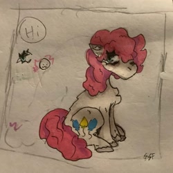 Size: 2172x2172 | Tagged: safe, artist:s0mestupidfrog, imported from derpibooru, pinkie pie, earth pony, pony, female, g4, pinkamena diane pie, sad, solo, tired, traditional art