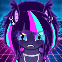 Size: 500x500 | Tagged: safe, artist:kichimina, imported from derpibooru, oc, oc only, bat pony, pony, angry, animated, bat pony oc, bat wings, blue eyes, bust, colored, commission, cute, ear fluff, ear piercing, earring, eyelashes, female, gif, gritted teeth, half body, jewelry, looking at you, loop, madorable, mare, multicolored hair, necklace, perfect loop, piercing, show accurate, signature, snorting, solo, steam, teeth, vector, wings, ych result