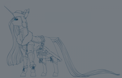 Size: 2400x1536 | Tagged: safe, artist:stray prey, imported from derpibooru, oc, oc only, oc:glaciess lorica, pony, unicorn, clothes, horn, solo, unicorn oc