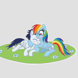 Size: 1400x1400 | Tagged: safe, artist:mrsdashskies, imported from ponybooru, rainbow dash, soarin', pegasus, pony, female, male, mare, shipping, soarindash, stallion, straight