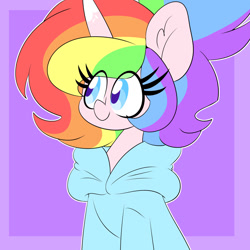 Size: 1280x1280 | Tagged: safe, artist:ladylullabystar, imported from derpibooru, oc, oc:lady lullaby star, pony, unicorn, clothes, female, hoodie, mare, solo