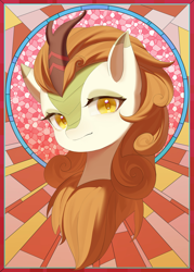 Size: 2000x2800 | Tagged: safe, artist:jijizi, imported from derpibooru, autumn blaze, kirin, equestria at war mod, bust, portrait, stained glass