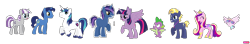 Size: 3365x588 | Tagged: safe, artist:batmuties, artist:selenaede, imported from derpibooru, night light, princess cadance, princess flurry heart, shining armor, spike, star tracker, twilight sparkle, twilight velvet, oc, oc:sirius sigel, alicorn, earth pony, pony, unicorn, adoptive siblings, baby, baby pony, base used, colt, family, father and child, father and daughter, father and son, female, filly, foal, g4, grandfather and grandchild, grandfather and granddaughter, grandmother and grandchild, grandmother and granddaughter, group, male, mare, mother and child, mother and daughter, mother and son, offspring, parent:night light, parent:twilight velvet, parents:nightvelvet, simple background, sparkle family, stallion, teenager, transparent background, twilight sparkle (alicorn)