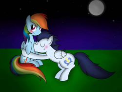 Size: 749x562 | Tagged: safe, artist:darkynez, imported from ponybooru, rainbow dash, soarin', pegasus, pony, female, male, mare, preggo dash, pregnant, shipping, soarindash, stallion, straight