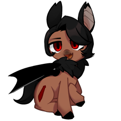 Size: 1200x1200 | Tagged: artist needed, source needed, safe, imported from derpibooru, oc, oc only, oc:dire pen, bat pony, pony, derpibooru community collaboration, 2024 community collab, bat pony oc, bat wings, chest fluff, folded wings, solo, wings