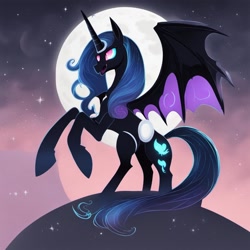 Size: 1024x1024 | Tagged: safe, imported from derpibooru, nightmare moon, alicorn, pony, ai content, ai generated, anatomically incorrect, female, five legs, mare, prompter:darklady94two, solo