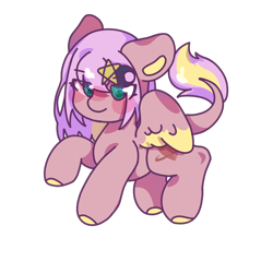 Size: 1080x1080 | Tagged: artist needed, safe, imported from derpibooru, oc, oc only, pegasus, pony, 2024 community collab, green eyes, my little pony: tell your tale, purple hair, simple background, solo, transparent background, yellow hair