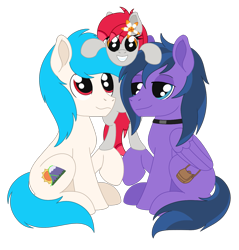 Size: 1147x1202 | Tagged: safe, artist:dyonys, imported from derpibooru, oc, oc only, oc:feather freight, oc:jimm, oc:tiny jasmini, earth pony, pegasus, derpibooru community collaboration, 2024 community collab, collar, female, male, simple background, transparent background