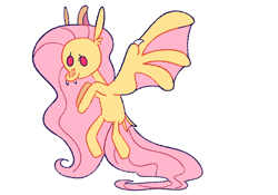 Size: 2048x1436 | Tagged: safe, artist:goatpaste, imported from derpibooru, fluttershy, bat pony, pony, bat ponified, flutterbat, race swap, simple background, solo, white background