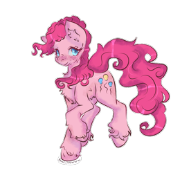 Size: 826x826 | Tagged: safe, artist:anniwowww, imported from derpibooru, pinkie pie, earth pony, pony, blushing, chest fluff, female, fluffy, freckles, mare, simple background, solo, transparent background, unshorn fetlocks