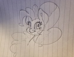 Size: 2048x1572 | Tagged: safe, artist:leadhooves, imported from derpibooru, pinkie pie, earth pony, pony, bust, female, lined paper, looking at you, mare, pencil drawing, smiling, smiling at you, solo, traditional art