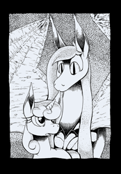 Size: 892x1280 | Tagged: safe, artist:darkhestur, imported from derpibooru, oc, oc only, bat pony, undead, unicorn, vampire, vampony, bat pony oc, bat wings, black and white, clothes, grayscale, horn, ink, jacket, leather, leather jacket, monochrome, spread wings, stalker, stalking, traditional art, unicorn oc, wings