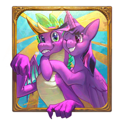 Size: 2000x2000 | Tagged: safe, artist:angusdra, imported from derpibooru, spike, twilight sparkle, alicorn, dragon, pony, female, male, mare, twilight sparkle (alicorn)