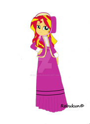 Size: 1024x1408 | Tagged: safe, artist:robukun, imported from derpibooru, sunset shimmer, human, equestria girls, clothes, dress, long dress, long skirt, simple background, skirt, slowpoke, solo, transparent background, victorian, victorian dress