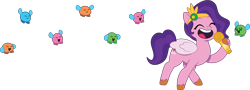 Size: 2750x987 | Tagged: safe, artist:prixy05, imported from derpibooru, pipp petals, parasprite, pegasus, pony, eyes closed, female, g5, mare, my little pony: tell your tale, simple background, singing, transparent background, vector