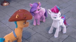 Size: 1920x1066 | Tagged: safe, imported from derpibooru, screencap, hitch trailblazer, izzy moonbow, pipp petals, zipp storm, spoiler:g5, spoiler:my little pony: make your mark, spoiler:my little pony: make your mark chapter 6, spoiler:mymc06e02, animated, cart, cowboy hat, g5, hat, helmet, hesitant, horn, moped, motorcycle, motorcycle helmet, my little pony: make your mark, my little pony: make your mark chapter 6, nervous, riding, roots of all evil, sheriff, sound, stetson, tentacles, theme song, tree, webm