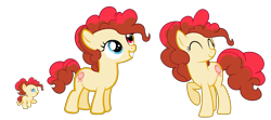 Size: 2344x1044 | Tagged: safe, artist:galaxyswirlsyt, imported from derpibooru, oc, oc only, oc:bubble flavor, earth pony, pony, age progression, baby, baby pony, base used, eyes closed, female, filly, foal, g4, heterochromia, mare, offspring, offspring's offspring, older, parents:oc x oc