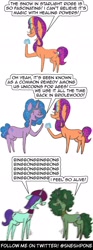 Size: 759x2048 | Tagged: safe, artist:sneshneeorfa, imported from derpibooru, izzy moonbow, sunny starscout, earth pony, pony, unicorn, beret, bing bong, blood, clothes, comic, dapple, female, g5, hat, implied drug use, male, mare, my little pony: make your mark, my little pony: make your mark chapter 6, nosebleed, onyx, scarf, secrets of starlight, snow, stallion