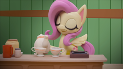 Size: 1920x1080 | Tagged: safe, imported from derpibooru, fluttershy, pony, my little pony: pony life, my little pony: stop motion short, cute, eyes closed, smiling