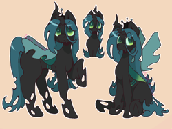 Size: 1200x898 | Tagged: safe, artist:arsonincident, imported from derpibooru, queen chrysalis, changeling, changeling queen, female, raised hoof, simple background, sitting, solo