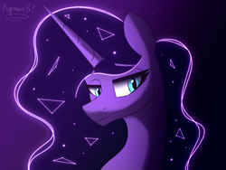 Size: 2160x1620 | Tagged: safe, artist:pegasusyay, imported from derpibooru, nightmare moon, alicorn, pony, bust, looking back, portrait, solo