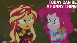 Size: 1920x1078 | Tagged: safe, edit, edited screencap, editor:quoterific, imported from derpibooru, screencap, pinkie pie, sunset shimmer, equestria girls, equestria girls series, sunset's backstage pass!, spoiler:eqg series (season 2)