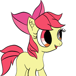 Size: 640x640 | Tagged: safe, artist:whitethealicorn, imported from derpibooru, apple bloom, earth pony, pony, ear fluff, female, filly, foal, simple background, solo, white background