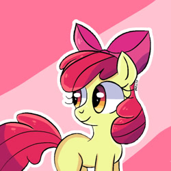 Size: 640x640 | Tagged: safe, artist:whitethealicorn, imported from derpibooru, apple bloom, earth pony, pony, female, filly, foal, redraw, simple background, solo