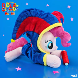 Size: 894x894 | Tagged: safe, artist:lavim, imported from derpibooru, pinkie pie, pony, clothes, hat, hoodie, plushie, pomni, solo, the amazing digital circus