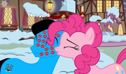 Size: 2237x1327 | Tagged: safe, artist:star-armour95, imported from derpibooru, pinkie pie, oc, oc:william, pony, canon x oc, female, holiday, kiss mark, kissing, lipstick, male, shipping, straight