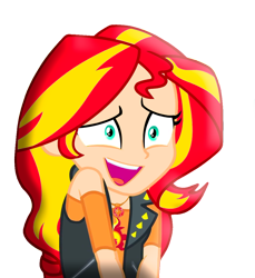 Size: 991x1080 | Tagged: safe, artist:paco777yuyu, imported from derpibooru, sunset shimmer, human, equestria girls, female, geode of empathy, grin, magical geodes, nervous, nervous grin, simple background, smiling, solo, transparent background