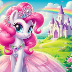 Size: 1024x1024 | Tagged: safe, imported from derpibooru, pinkie pie, ai content, ai generated, princess pinkie pie, prompter:princessoflovepinkyt