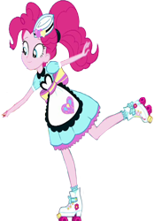 Size: 1751x2520 | Tagged: safe, edit, edited screencap, editor:homersimpson1983, imported from derpibooru, screencap, pinkie pie, human, equestria girls, apron, background removed, clothes, g4, not a vector, roller skates, simple background, skates, solo, transparent background, waitress