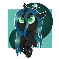 Size: 1000x1000 | Tagged: source needed, safe, artist:kathepart, imported from derpibooru, queen chrysalis, changeling, changeling queen, crown, cute, female, green eyes, green mane, jewelry, regalia, simple background, solo, transparent background