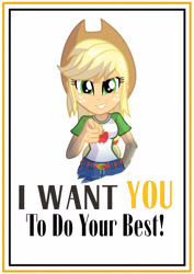 Size: 2577x3633 | Tagged: safe, imported from derpibooru, applejack, equestria girls, female, g4, looking at you, motivational poster, pointing, pointing at you, poster, simple background, smiling, smiling at you, solo, teeth, text, uncle sam, white background