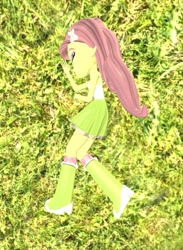 Size: 761x1037 | Tagged: safe, artist:defeatedgirls, imported from derpibooru, fluttershy, equestria girls, 3d, boots, clothes, gmod, grass, polka dot socks, shoes, skirt, sleeping, socks