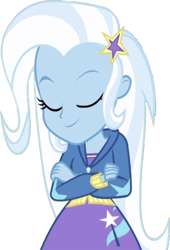 Size: 1710x2520 | Tagged: safe, edit, edited screencap, editor:homersimpson1983, imported from derpibooru, screencap, trixie, human, equestria girls, background removed, crossed arms, eyes closed, female, g4, not a vector, smiling, solo