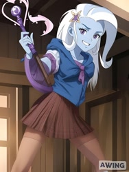 Size: 1024x1360 | Tagged: safe, imported from derpibooru, trixie, equestria girls, ai content, ai generated, generator:fotor, magic wand