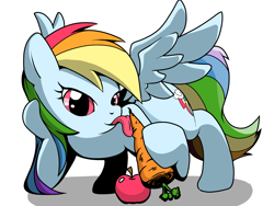 Size: 2048x1536 | Tagged: safe, artist:tstone, imported from derpibooru, rainbow dash, pegasus, pony, carrot, food, simple background, solo, white background