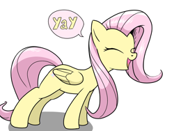 Size: 2048x1536 | Tagged: safe, artist:tstone, imported from derpibooru, fluttershy, pegasus, pony, eyes closed, flutteryay, open mouth, open smile, simple background, smiling, solo, white background, yay