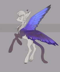 Size: 2500x3000 | Tagged: safe, artist:sivelu, imported from derpibooru, oc, oc only, original species, pegasus, adoptable, eyes closed, solo