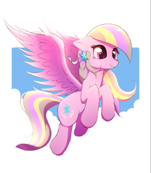 Size: 2480x2834 | Tagged: safe, artist:harukiicat, imported from derpibooru, oc, oc only, oc:petal twinkle, pegasus, pony, female, flying, mare, simple background, smiling, solo, spread wings, tail, white background, wings