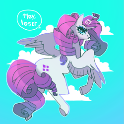 Size: 851x851 | Tagged: safe, artist:cutesykill, imported from derpibooru, rarity, alicorn, pony, alicornified, female, flying, gradient background, mare, race swap, raricorn, solo, spread wings, wings