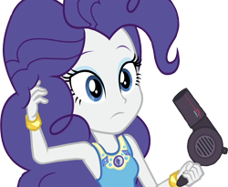 Size: 3066x2520 | Tagged: safe, edit, edited screencap, editor:homersimpson1983, imported from derpibooru, screencap, rarity, human, do it for the ponygram!, equestria girls, equestria girls series, spoiler:eqg series (season 2), 2d, background removed, cute, eyeshadow, female, g4, geode of shielding, gold, hair dryer, jewelry, magical geodes, makeup, not a vector, pinkie pie hair, raribetes, rarity peplum dress, simple background, sleeveless, solo, transparent background, wrist cuffs