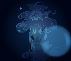 Size: 3500x3000 | Tagged: safe, artist:blackberry907, imported from derpibooru, oc, oc only, unicorn, bubble, digital art, ear fluff, female, flowing mane, flowing tail, high res, horn, mare, ocean, open mouth, solo, swimming, tail, underwater, water