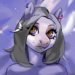 Size: 1280x1280 | Tagged: safe, artist:yourmay, imported from derpibooru, oc, pony, bust, female, icon, looking at you, portrait, sketch, smiling, solo, solo female