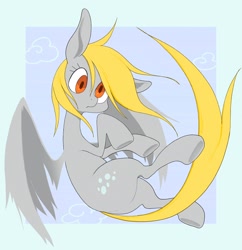 Size: 1986x2048 | Tagged: safe, artist:noupu, imported from derpibooru, derpy hooves, pegasus, pony, bubble butt, butt, female, looking at you, mare, plot, solo, underhoof