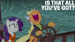 Size: 2000x1125 | Tagged: safe, edit, edited screencap, editor:quoterific, imported from derpibooru, screencap, applejack, rarity, ppov