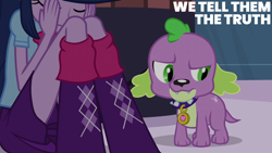 Size: 2010x1131 | Tagged: safe, edit, edited screencap, editor:quoterific, imported from derpibooru, screencap, spike, twilight sparkle, dog, equestria girls, equestria girls (movie), spike the dog